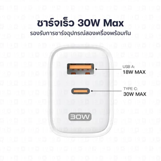 [ส่งไว] Eloop C31T หัวชาร์จ 30W PD QC 3.0 อแดปเตอร์ Type C USB Fast Charge GaN Charger Adapter ชาร์จเร็ว