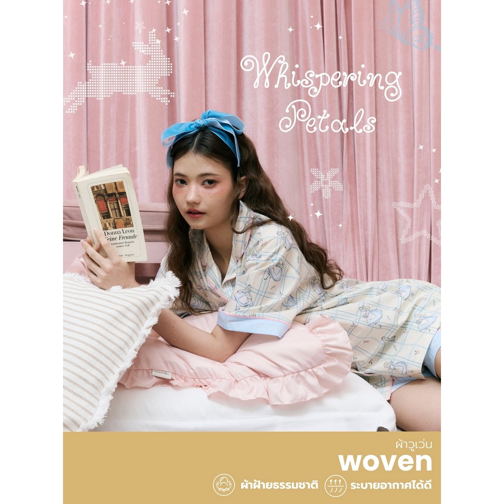 Josilins ชุดนอน ผู้ใหญ่ ลิขสิทธิ์ Disney Alice In Wonderland คอลเลคชัน Alice in Petalland ผ้าวูเว่น XSS SM ML LXL