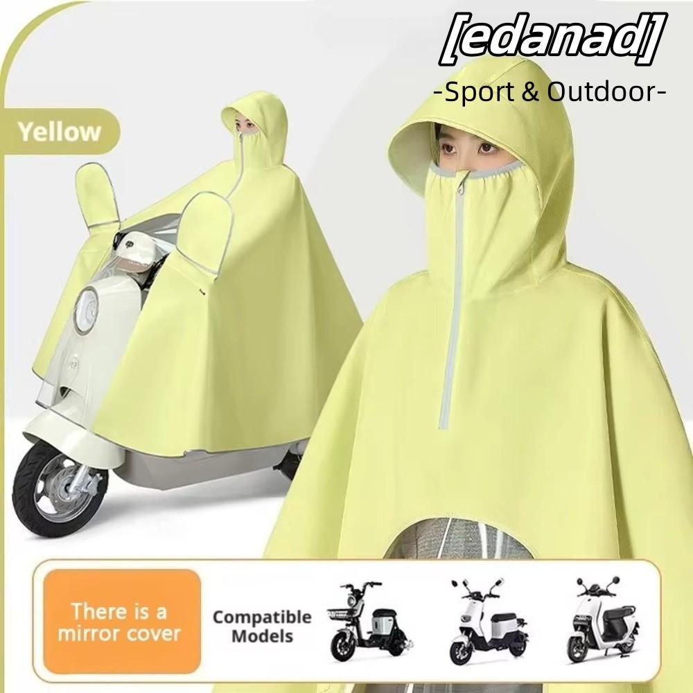 EDANAD ผ้าคลุมกันฝนคอสูง, เสื้อกันฝนรถจักรยานยนต์กลางแจ้ง, Universal หนาอัพเกรด Full Coverage Rain J