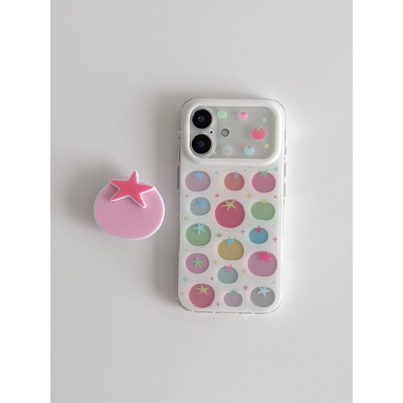 INS เคสโทรศัพท์มะเขือเทศน่ารักขอบกลมฝาครอบรูที่แม่นยําสําหรับ iPhone 17 Pro Max/16 Pro/15/14/13/12