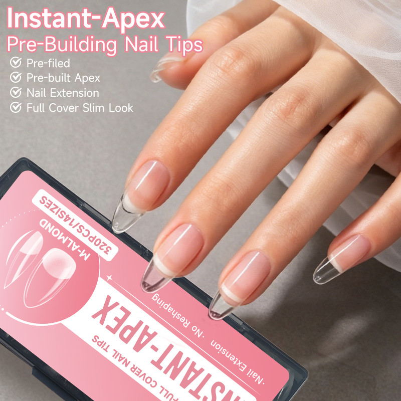 UR SUGAR 320 ชิ้น Instant-apex Pre-building เล็บเคล็ดลับ Soft Gel เคล็ดลับเล็บ Clear Full Cover กดบนเล็บปลอม EXTENSION เล็บเครื่องมือ