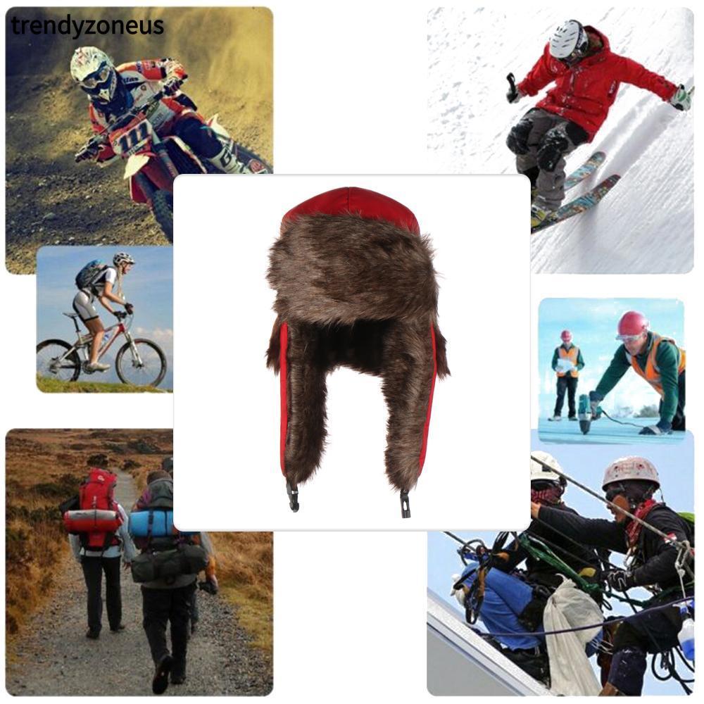 TRENDYZONEUS หมวกสกีดักขนสัตว์กลางแจ้ง Ushanka