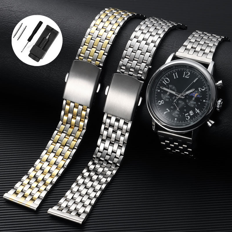 สร้อยข้อมือสแตนเลส 7-ลูกปัด สําหรับสายนาฬิกา Seiko Diver ขนาด 18/20/22 มม. สายโลหะธุรกิจ เงิน/ทอง สําหรับนาฬิกาข้อมือผู้ชาย/ผู้หญิง