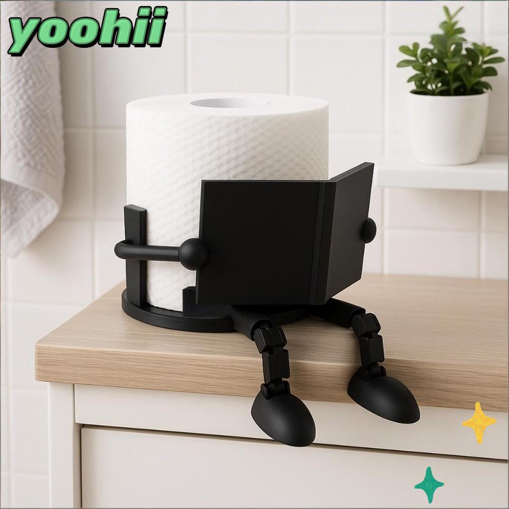 YOOHII ที่ใส่กระดาษชําระ, PP Table Stand Roll Towel Stand, Black White Reading Buddy พิมพ์เครื่องประ