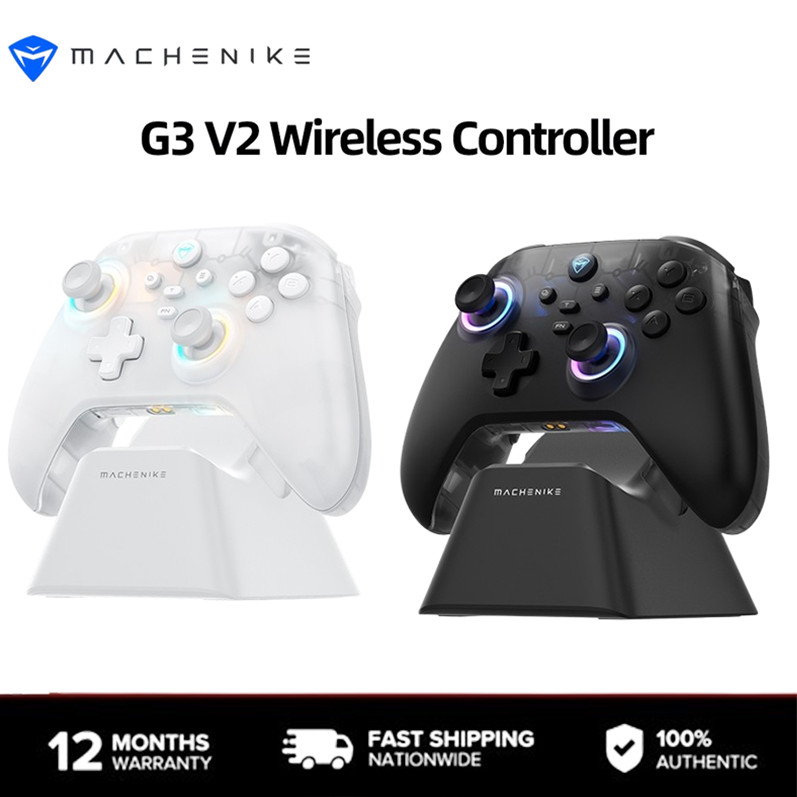 Machenike G3 V2 Tri-Mode Wireless Gaming Controller พร้อมแท่นชาร์จ, Hall Effect 1000mAh แบตเตอรี่ Ga