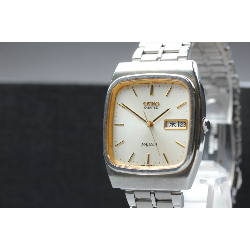 1993 [N MINT] Seiko Majesta 9533-501B Silver DayDate Kanji 31mm Qz Men's Watch