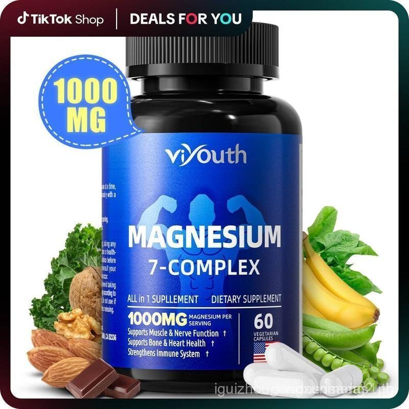 Viyouth 1000mg การดูดซับสูง 10-in-1 Magnesium Mix - 7 Elemental Magnesium Complex สําหรับกล้ามเนื้อป
