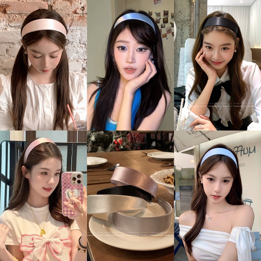 ผ้าคาดผมผ้าซาติน 5 สี สไตล์เรียบหรู ผ้าคาดผมนุ่มไม่กดศีรษะ  พร้อมส่ง ดีไซน์จอกว้าง สไตล์เกาหลี สีสันฤดูใบไม้ผลิ/ฤดูร้อน