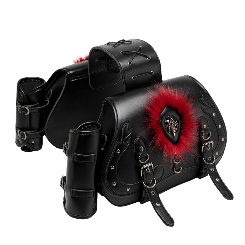 ONE คู่ Heavy Duty PU หนังรถจักรยานยนต์ Saddlebags กับ Spacious Storage Anti Slip สายรัด Urban Punk 