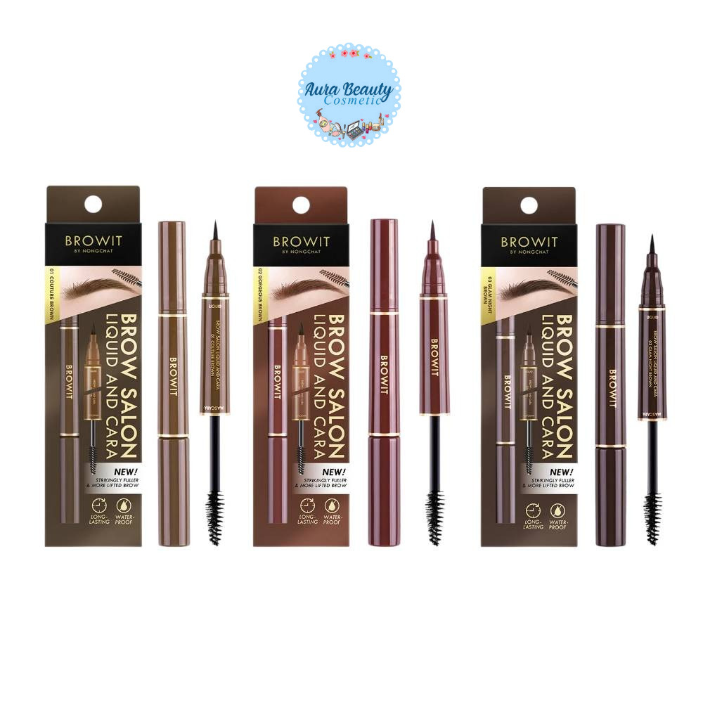 บราวอิท บาย น้องฉัตร ปากกาเมจิกเขียนคิ้ว มาสคาร่าคิ้ว Browit  By Nongchat Brow Salon Liquid And Cara 1 มล. + 3.5 กรัม