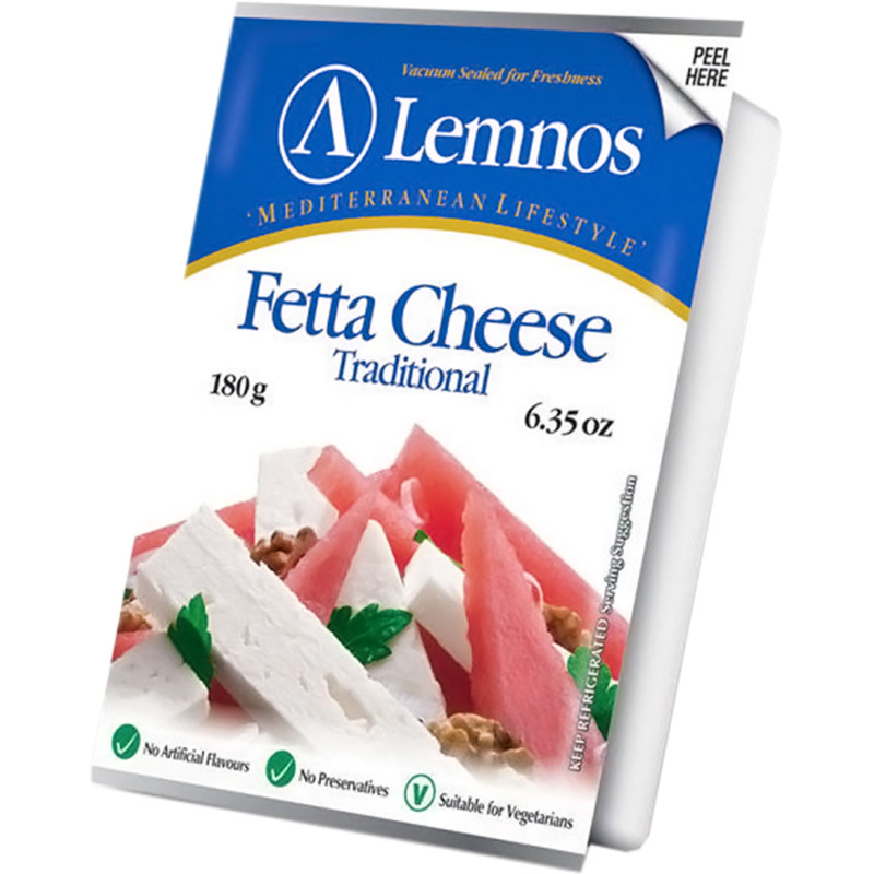 เลมนอสเฟต้าชีส 180กรัม Lemnos Feta Cheese 180g. [หมายเลขบาร์โค้ด 9316389000335 ]