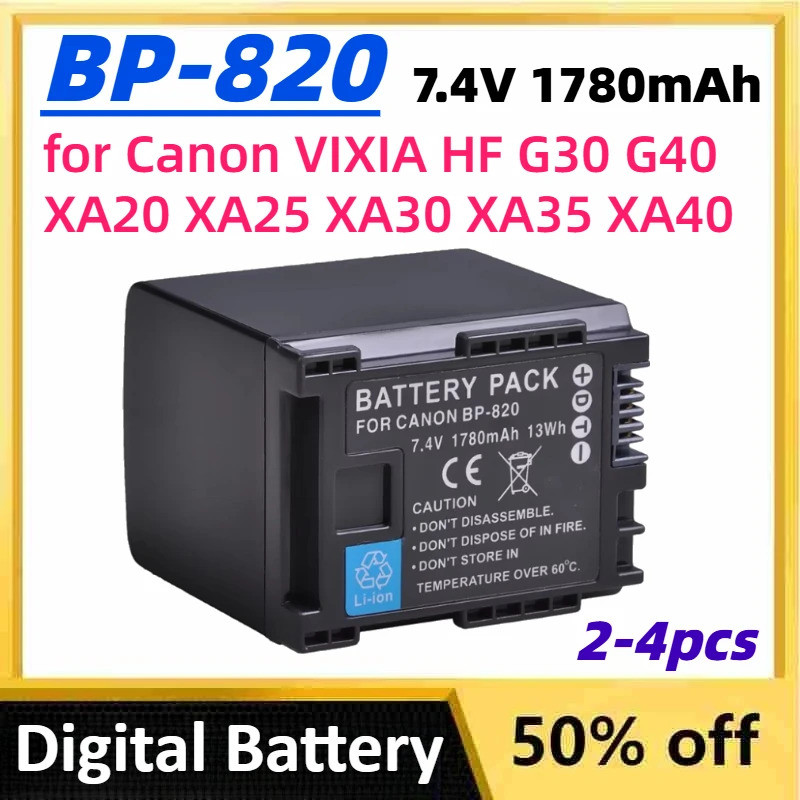 สําหรับ Canon BP-820 BP820 แบตเตอรี่ดิจิตอล 7.4V 1780mAh สําหรับ Canon VIXIA HF G30 G40 XA20 XA25 XA