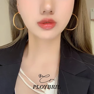 PLOYBRIL เดรช เข็มเงินวงกลมเรขาคณิตต่างหูโลหะยุโรปและอเมริกาโอ้อวดออกแบบต่างหู E083