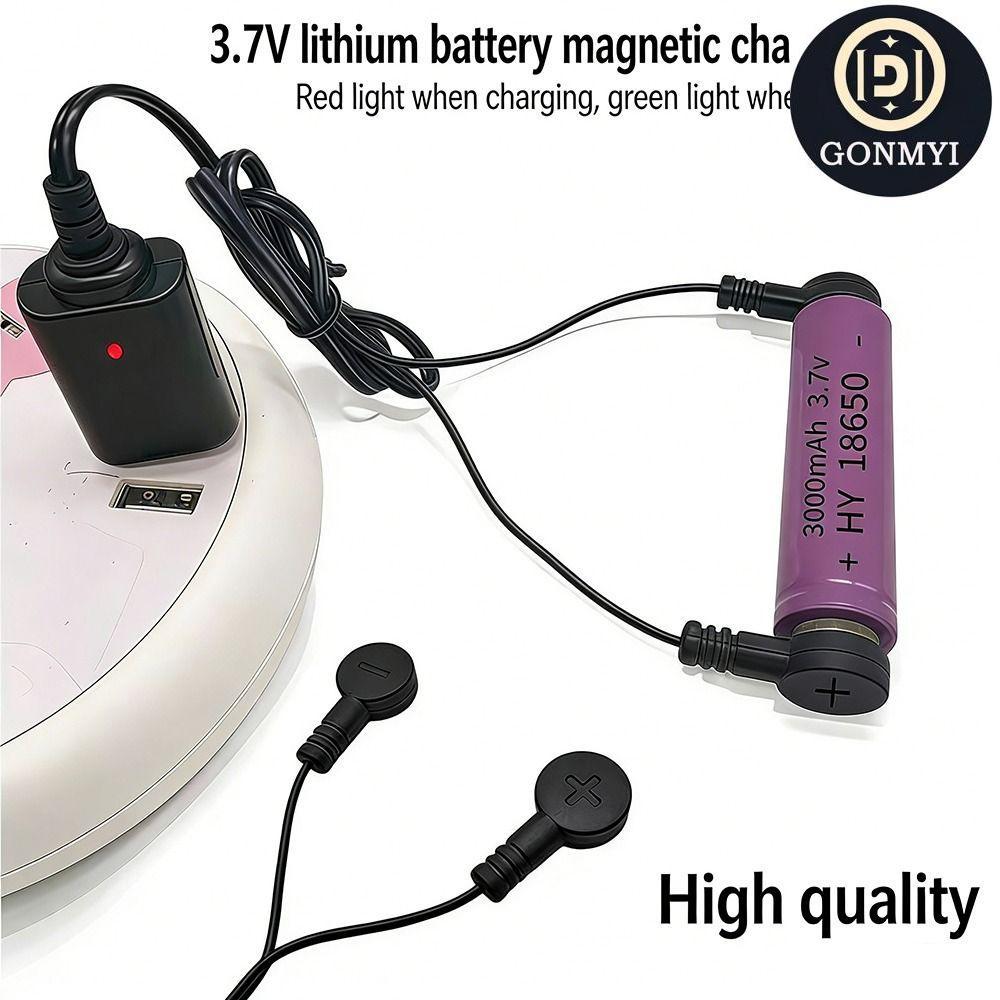 GONMYI 1 ชิ้นแบตเตอรี่ชาร์จ, USB แม่เหล็กแบตเตอรี่ลิเธียม Charger,ทนทาน Universal 3.7V 4.2V USB Magnetic Charger สําหรับ 18650 16340 26650 แบตเตอรี่