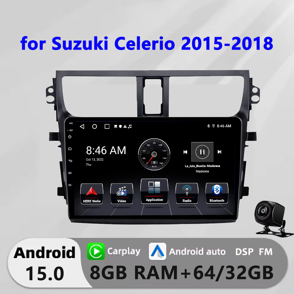 Honxun รถ 2din หน้าจอสัมผัสสเตอริโอ android หัวหน่วย 9 นิ้ว 8G+64 สําหรับ Suzuki Celerio 2015-2018 a