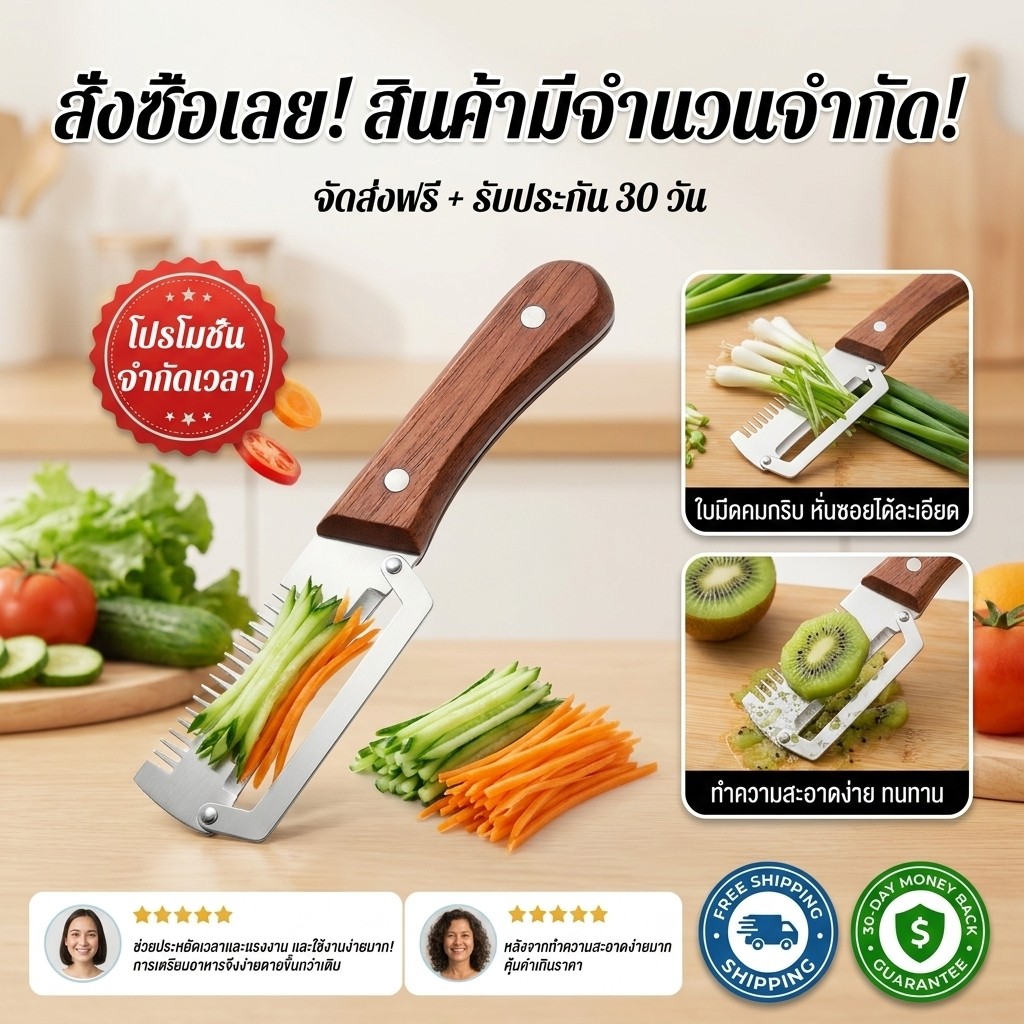 เครื่องตัดต้นหอมสแตนเลส/อุปกรณ์หั่นผัก/มีดหั่นเนื้อ/มีดหั่นอาหาร/3in1 ครัวเอนกประสงค์ ใช้งานง่าย/เหมาะกับแม่บ้าน/ผู้รักการทำอาหาร