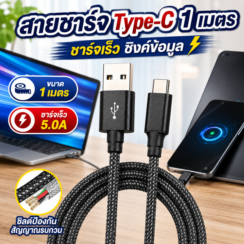 Ivon Cable Charger สายชาร์จ USB-A to HW Type-C ยาว 1 เมตร_