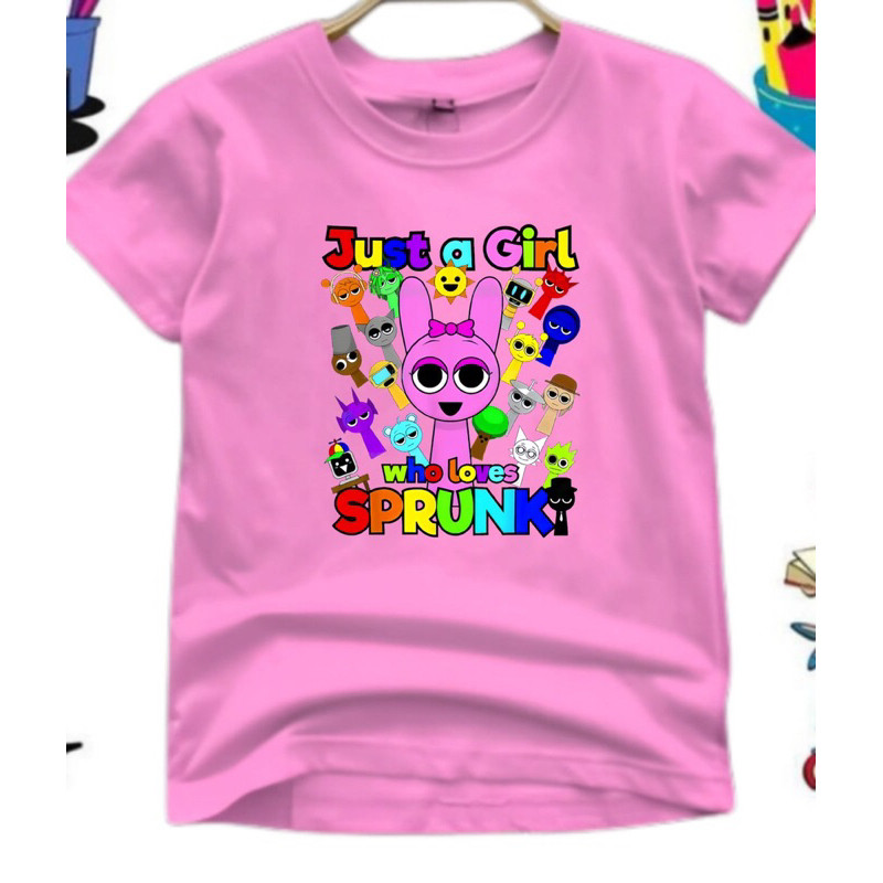 2026SPRUNKI JUST A GIRL เสื้อยืดเด็ก (2-10 YEARS) COD Slim Fit COD XI6A