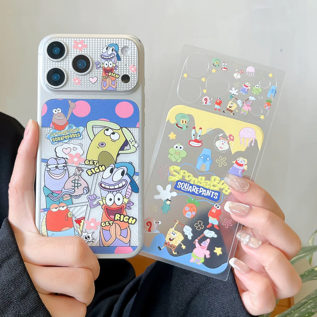 SpongeBob SquarePants นุ่มโปร่งใสฟิล์ม Frosted เหมาะสําหรับ iPhone 17Pro Max เลนส์สติกเกอร์ iphone17Pro โทรศัพท์มือถือกลับสติกเกอร์ฟิล์มนุ่มเหมาะสําหรับ 17Pro โปร่งใส Frosted การ์ตูนฟิล์มป้องกัน