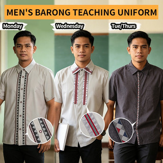 Amyenjoylife 2026 New Men'S Barong  Teaching Uniform Monday&Tuesday & Thursday &Wednesday V-Neck T-Shirt Polo Shirt