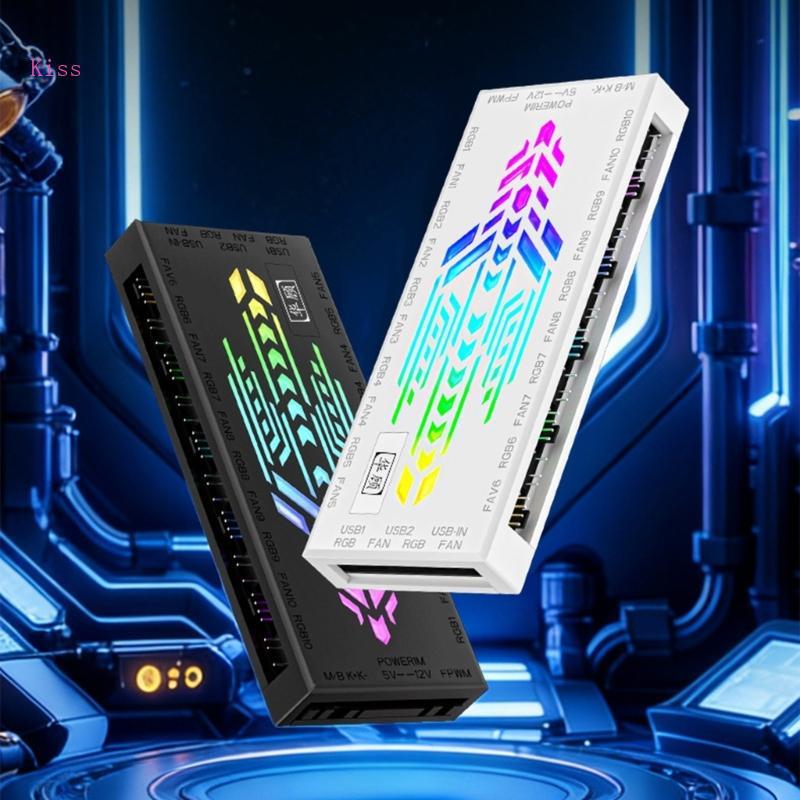 Kiss 1 ถึง 12 ARGB PWM พัดลม Splitter PWM ARGB Splitter คอมพิวเตอร์ ARGB Splitter พัดลม