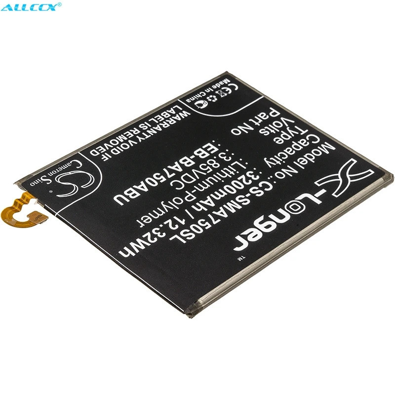 CS-SMA750SL 3200mAh แบตเตอรี่ EB-BA750ABU สําหรับ Samsung Galaxy A7 2018, SM-A750, SM-A750F/DS, SM-A