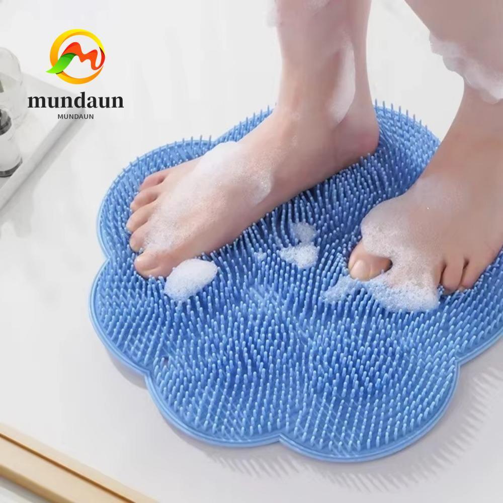MUNDAUN Wash Foot Pad, with Sucker Non-slip Massage Brush, Body Exfoliating Silicone Rub Back Brush ห้องน้ํา