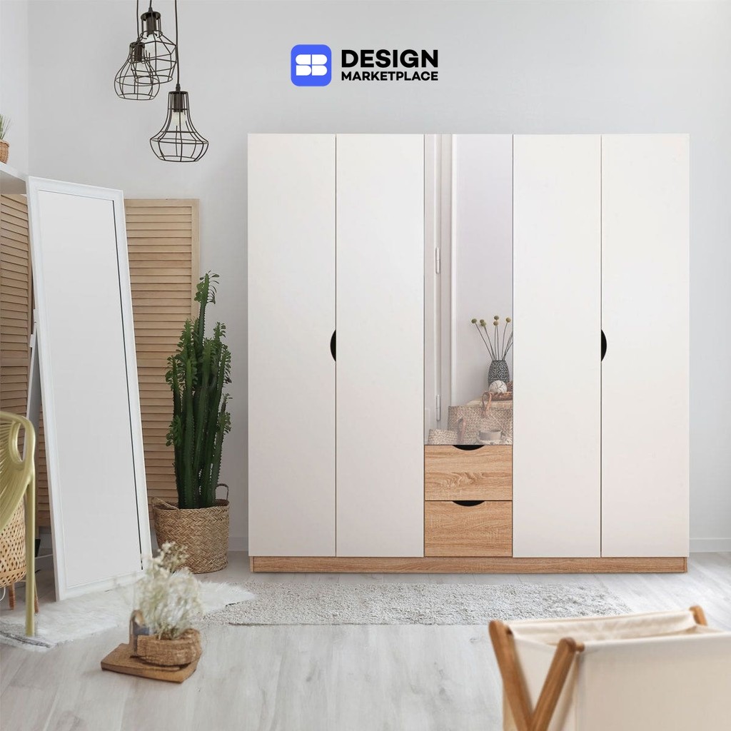 SB Design Square ตู้เสื้อผ้าบานเปิด ขนาด 200 ซม. รุ่น Havin สีขาว (200x58x200 ซม.)  แบรนด์ KONCEPT FURNITURE