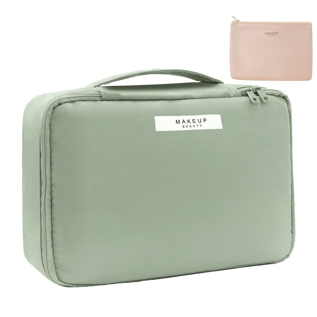Queboom Travel Makeup Bag Cosmetic Bag Makeup Bag Toiletry bag for women and men (Green)