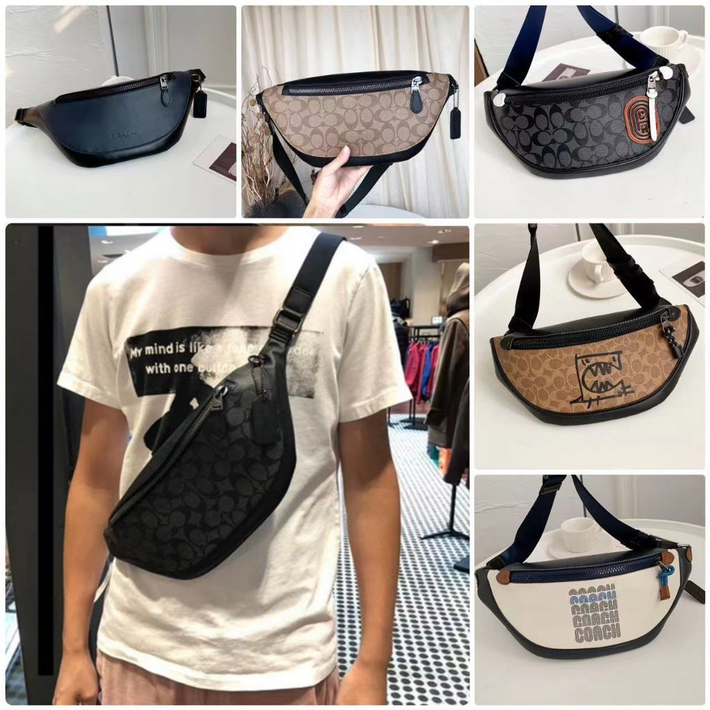 กระเป๋าคาดเอวผู้ชายสไตล์ใหม่ Warren33 Presbyopic PVC Classic Crossbody Bag Chest Bag 78777