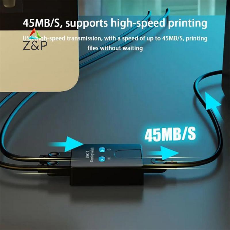 Z & P USB2.0 2 พอร์ต Hub USB สวิทช์เครื่องพิมพ์ Sharener Twoputers Splitter U ในแชร์เครื่องพิมพ์ดิสก