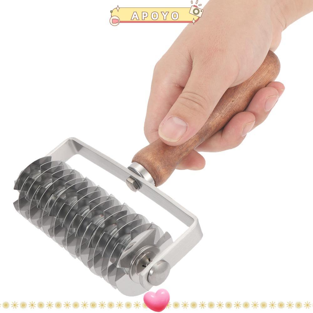 APOYO Lattice Pastry Cutter, สแตนเลสไม้ Handle Pastry Lattice Roller Cutter, ทนทาน Non-stick Time-Sa
