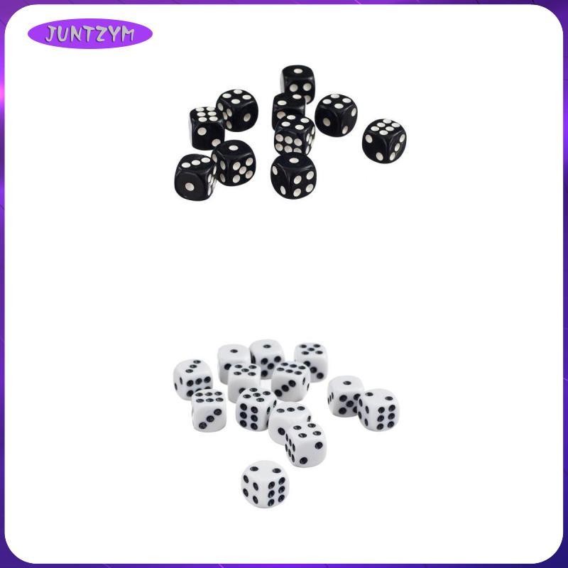 [juntzym] 100 ทึบแสง D6 ลูกเต๋า 12 มม.ลูกเต๋าหกด้านสําหรับอุปกรณ์เสริม D&D RPG สีดํา + สีขาว