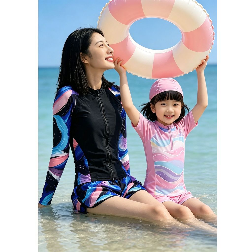 ชุดว่ายน้ำแขนยาวผู้หญิงแฟชั่นระดับไฮเอนด์ป้องกันรังสี UV ชุดว่ายน้ำสองชิ้นไซส์  31518 ชุดว่ายน้ำสำหรับพ่อแม่และลูก ราคา ถูกที่สุด ดีลบีเคเค