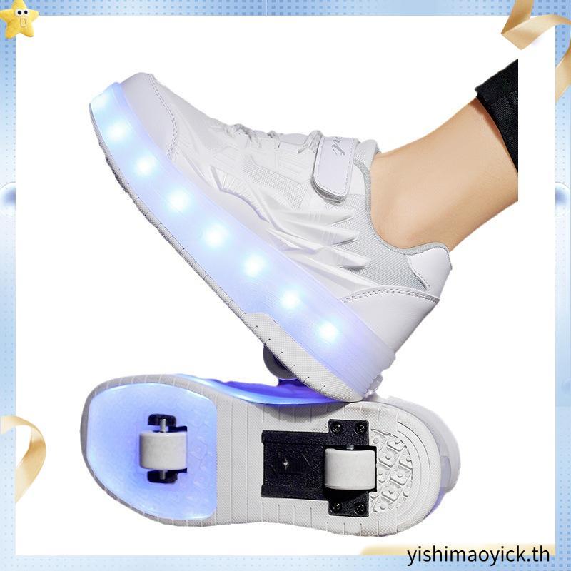 รองเท้าโรลเลอร์เด็ก Heelys เด็กชายและเด็กหญิง รองเท้ามีไฟ LED รองเท้าผ้าใบ 2 ล้อ (เด็ก)