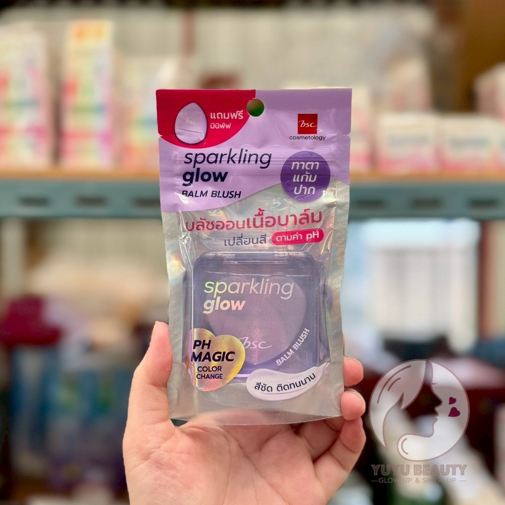 [แถมมินิพัฟฟรีในแพ็คเกจ] BSC Sparkling Glow Balm Blush 3.7g.