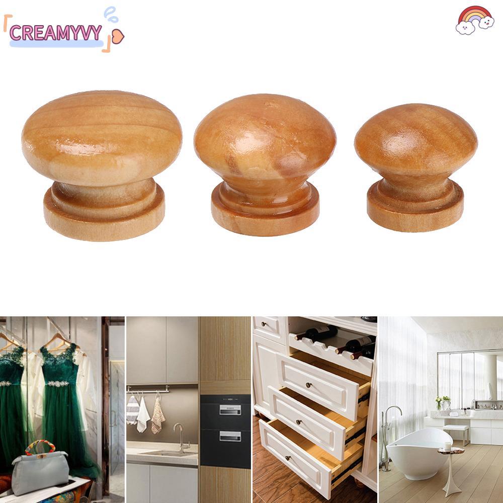 CREAMYVY 10 ชิ้นลิ้นชักลูกบิดฮาร์ดแวร์ห้องครัวทรงกลมเฟอร์นิเจอร์ติดตั้งตู้ Dresser ไม้ธรรมชาติ