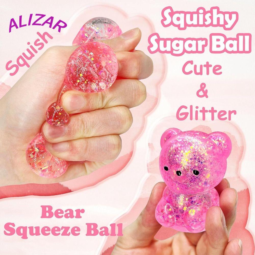 ALIZAR Sugar Stress Ball Sensory Toys, Cute Gummy Bear Bear Squishy Fidget Toys, Soft Funny Squishy 