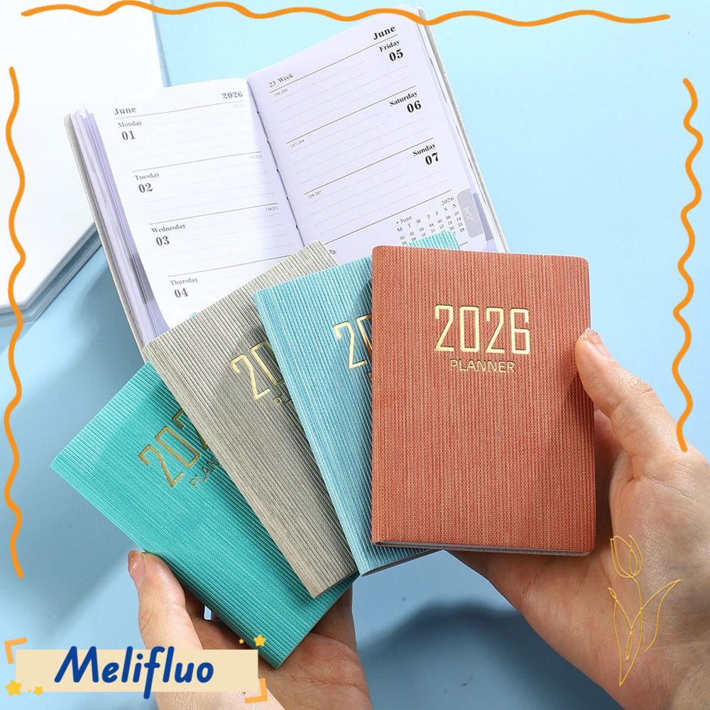 MELIFLUO หนังสือนัดหมาย, A7 Pocket 2026 Agenda Book, Mini with Calendar Notebooks Students