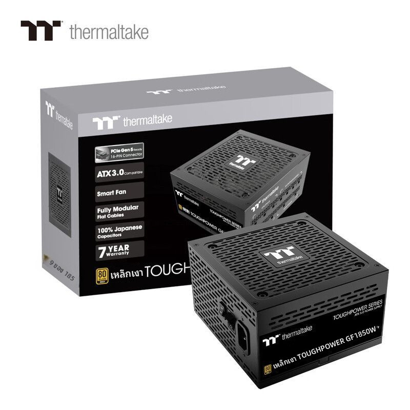 Tt พาวเวอร์ สตีล แชโดว์ GF1 850W โมดูลรางวัลเหรียญทอง ตัวเก็บประจุแบบญี่ปุ่น ลายเส้นนูน ATX3.0แหล่งจ