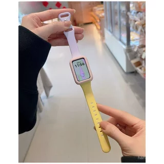 2 in 1 สายซิลิโคนสีลูกกวาด + เคสป้องกันสําหรับ Huawei Band 11 สมาร์ทวอท์ชสายรัดข้อมือสร้อยข้อมือสําหรับ Huawei Watch Band 11 Pro 11 Pro สร้อยข้อมือ