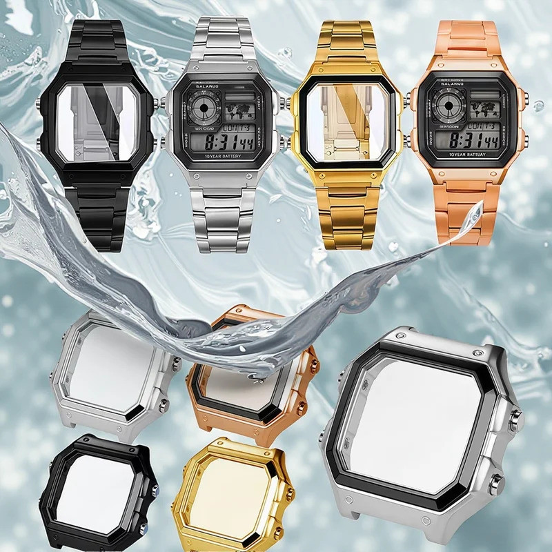 Upgrade All Metal Case Fashion For Casio AE1200 mod kit Modified 3299 AE-1200 bezel strap stainless 