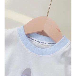 ✨เสื้อยืดแขนสั้นเด็ก พิมพ์ลายกระต่าย 🐰ติดโบว์ น่ารักๆ สไตล์ฤดูร้อน เหมาะสำหรับเด็กผู้หญิง