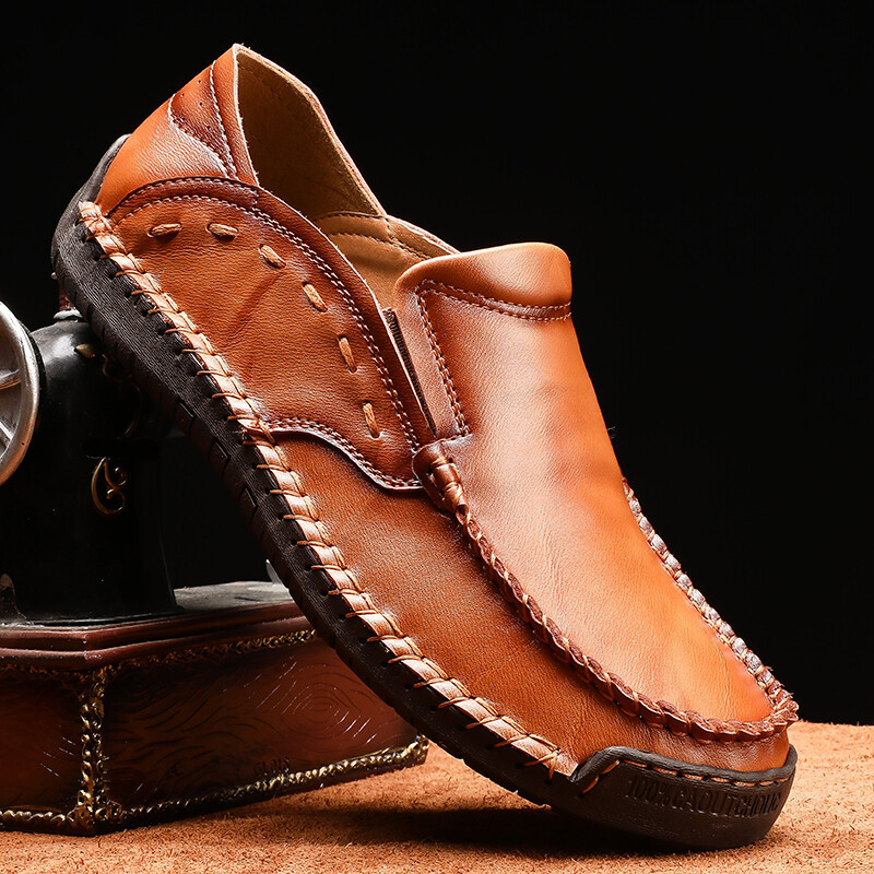 Slip On Men Genuine Leather Shoes Casual Men Fashion Shoes Luxury Men Loafers 006