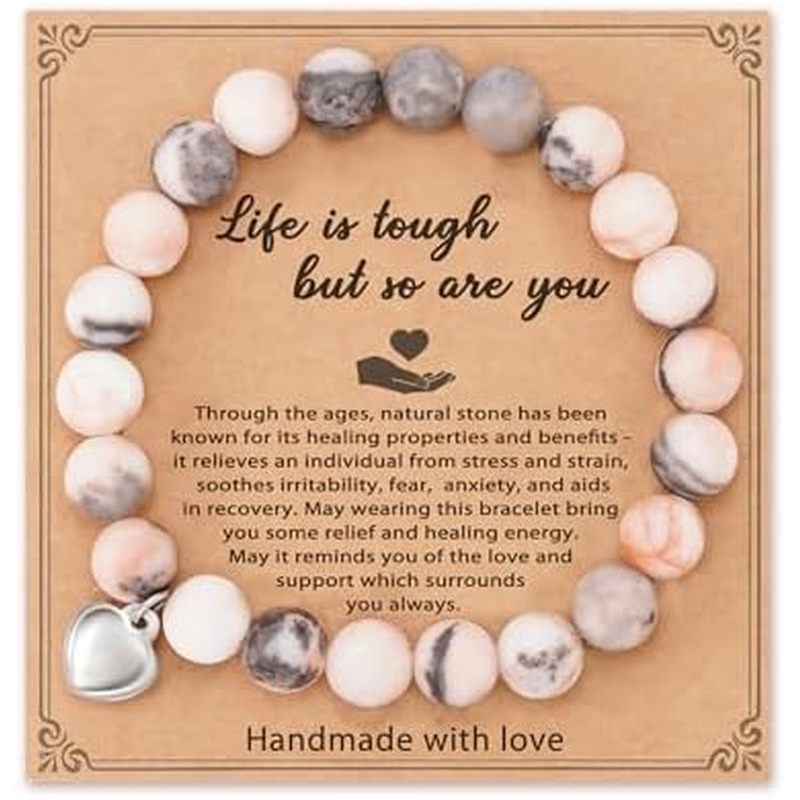 HGDEER Get Well Soon Gifts, Natural Stone Amethyst Bracelet for Women Men