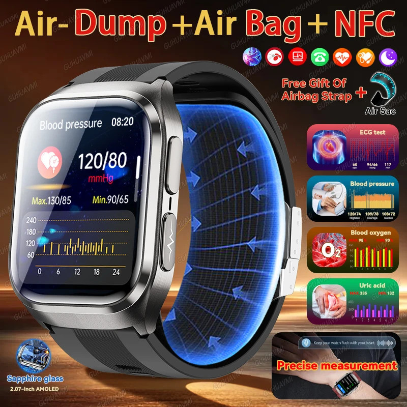 2026 อัพเกรดใหม่ AI Diagnostic ถุงลมนิรภัยที่แม่นยําความดันโลหิตสุขภาพ SmartWatch Uric Acid ECG เลือ