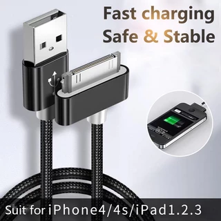 30 pin เหมาะสำหรับ Apple iPhone 4/4s iPad สายข้อมูล 1/2/3 สายชาร์จคอมพิวเตอร์แท็บเล็ต iPod เก่าชาร์จสายถักเร็ว