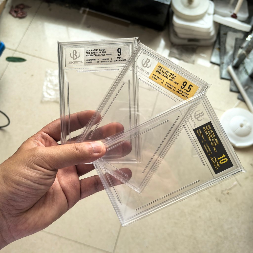 DIY โฮมเมด 10 จุดเกรด bgs โปร่งใส สีดํา ทอง เงิน PSA Card Label โปร่งใส ccg โปร่งใส ป้ายทอง การ์ดอิฐ