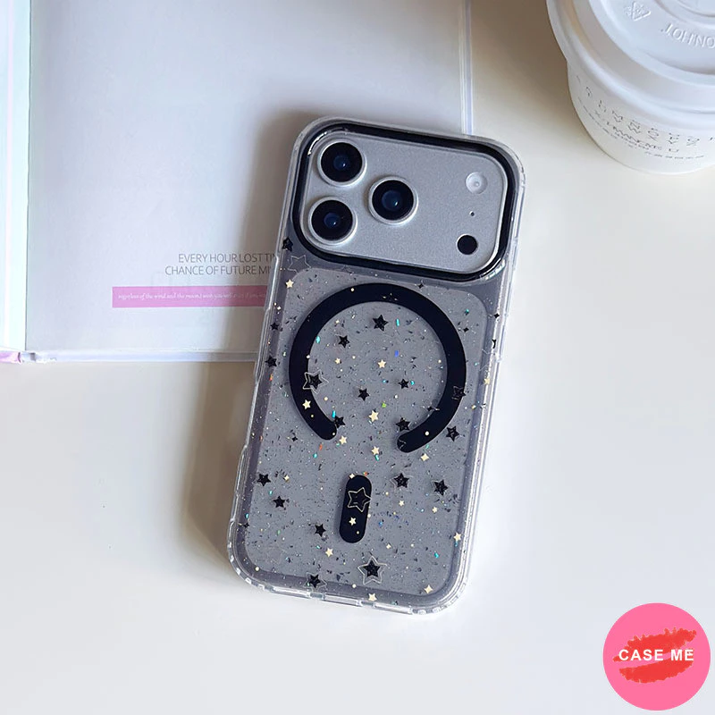 หลากสีรูปดาวGlitterสีทึบโปร่งแสงแม่เหล็กเคสโทรศัพท์สําหรับiPhone 13 14 15 16 17 Pro Max iPhone17airสกปรกทนต่อการตกIMDปกหลังเชลล์ thumbnail 7