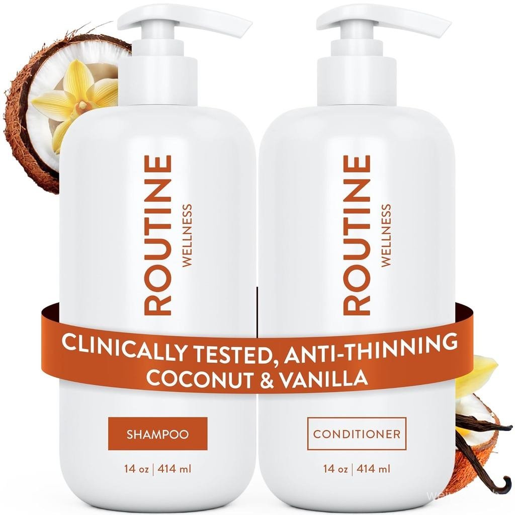 Routine Wellness Anti-Thinning Shampoo and Conditioner Set for Thinning Hair - Biotin DHT Blocker Wo